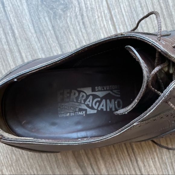 Salvatore Ferragamo Men’s Brown Leather Oxfords | 7 - Picture 10 of 13